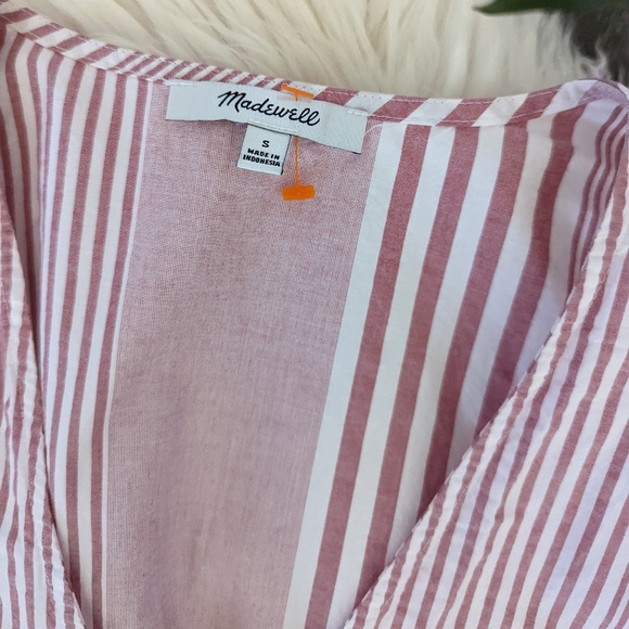 MADEWELL - Ruffle-Hem Wrap Top in Stripe Mix - Picture 8 of 15